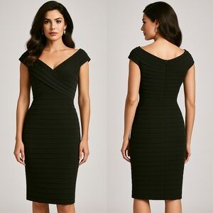 Tadashi Shoji Black Midi Dress